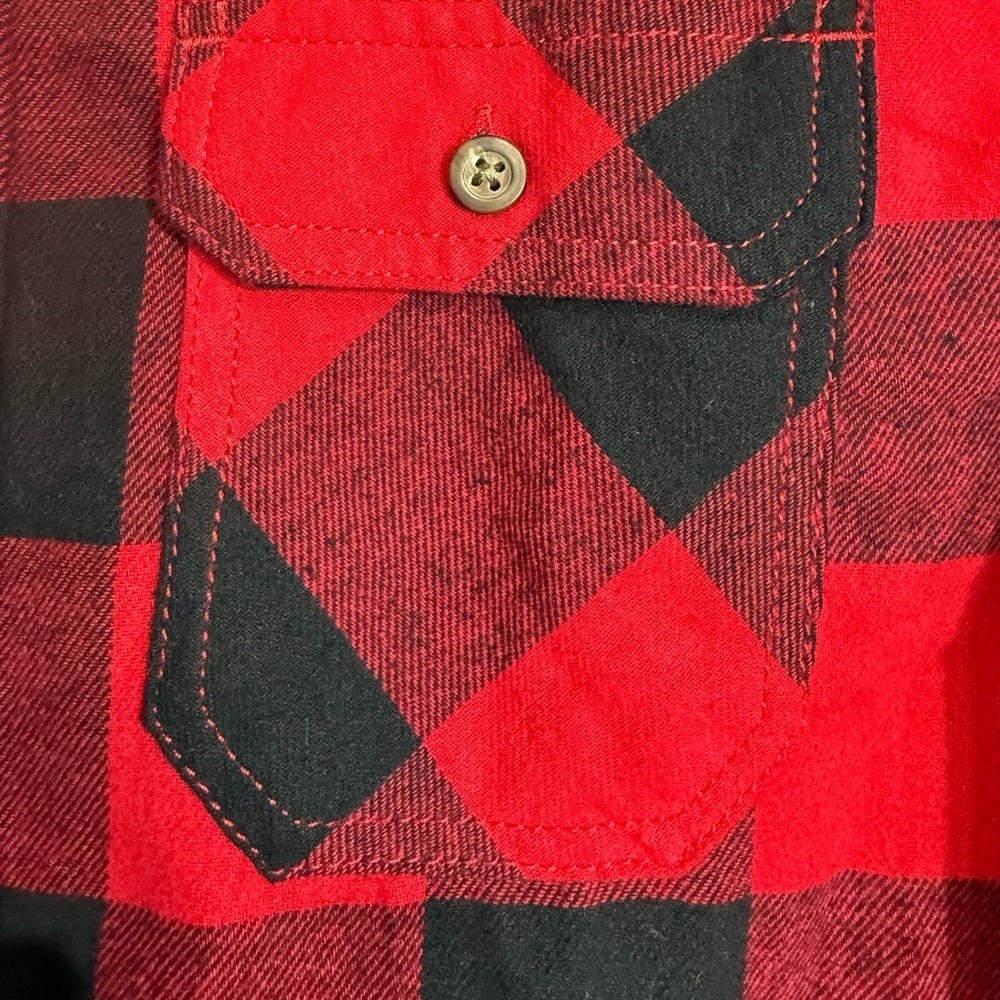 Faded Glory Boys Red and Black Plaid Shirt Button Down Long Sleeve NWOT 14/16 - Picture 4 of 5